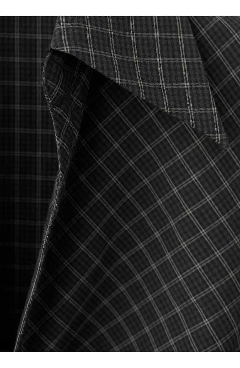 MANGO Check Gathered Crop Cotton Top, Alternate, color, Grey