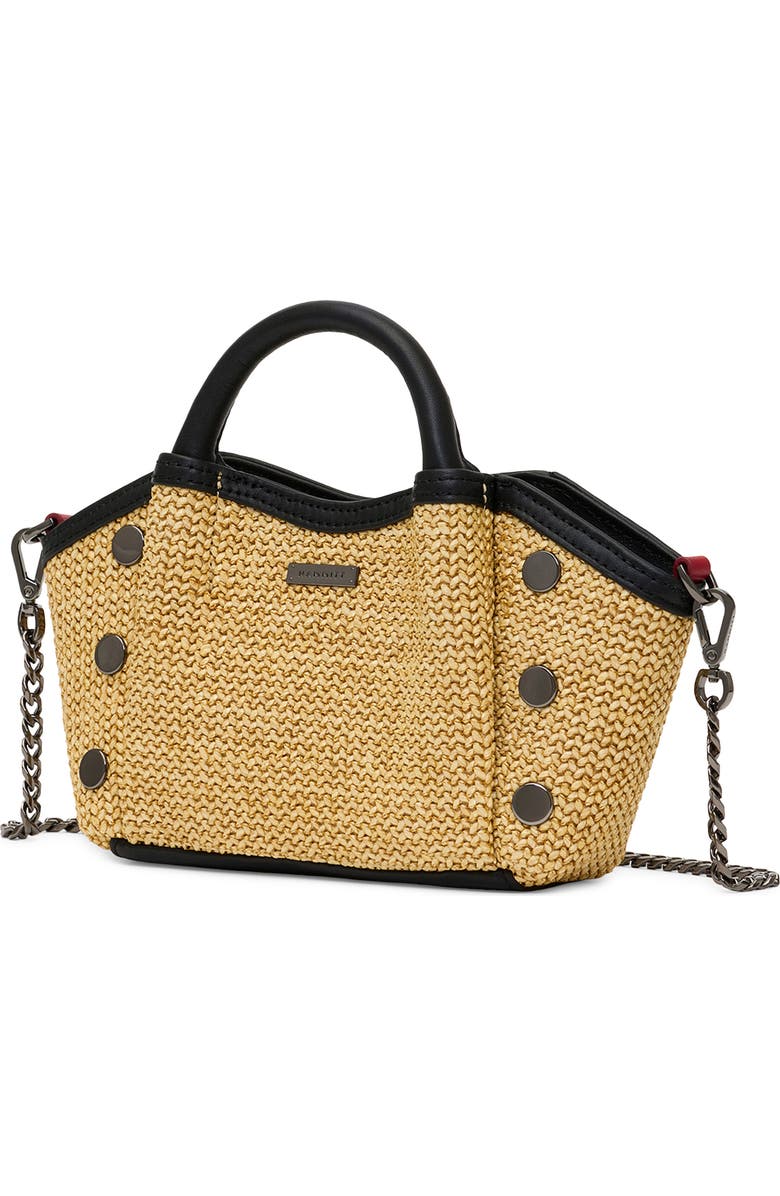 HAMMITT Mini Paul Leather Top Handle Bag, Alternate, color, Noir Smooth Raffia/ Gunmetal