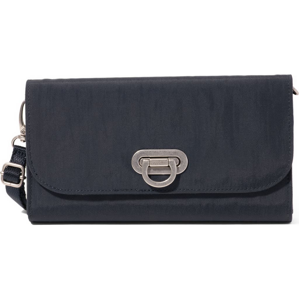 Baggallini Coastal Flip Lock Rfid Phone Wallet Crossbody Bag In Blue