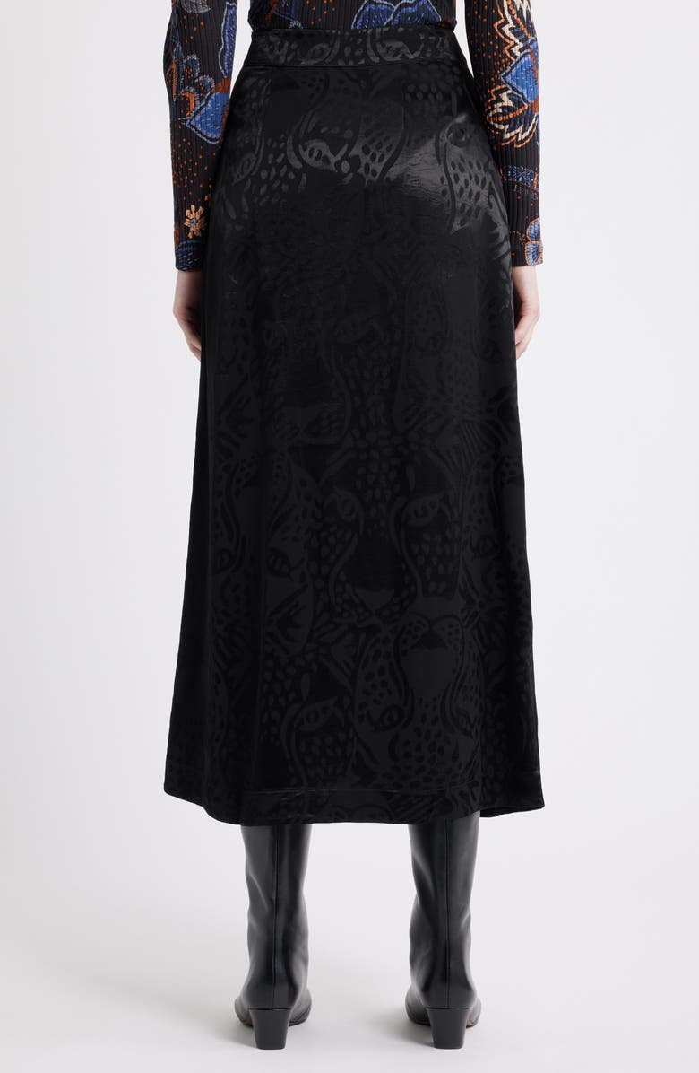 FARM Rio Midnight Leopards Jacquard Maxi Skirt, Alternate, color, Black