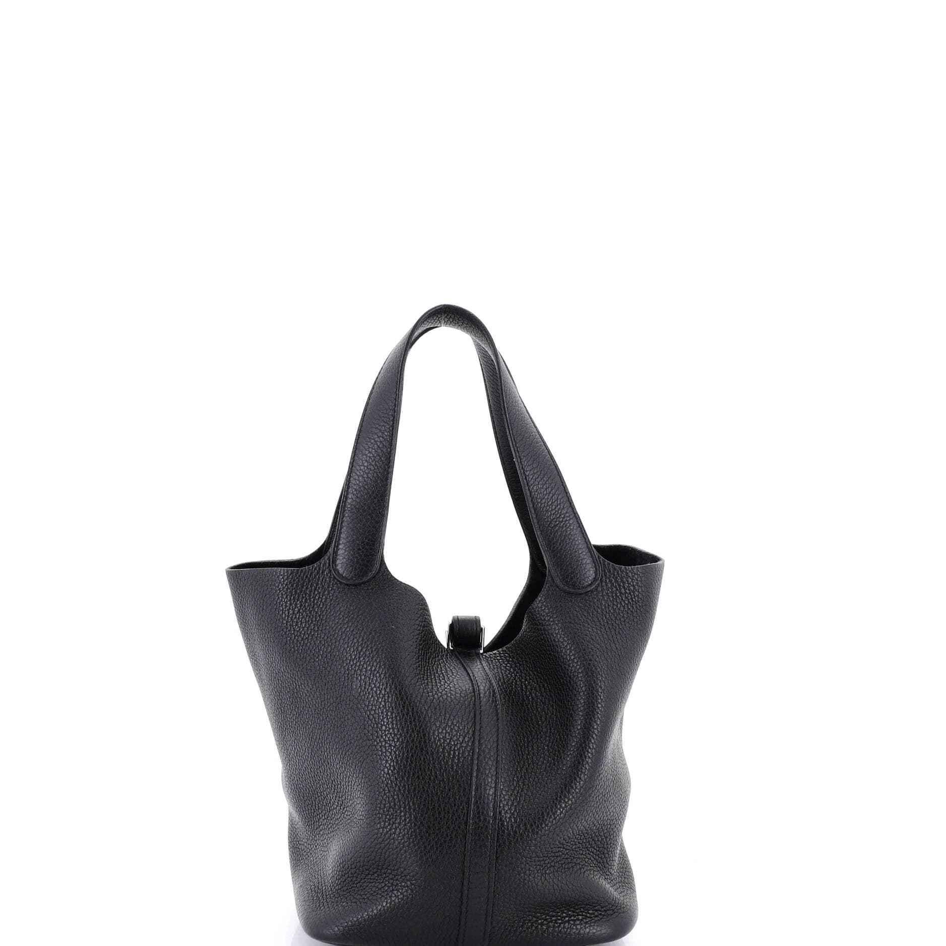 Pre-Owned Hermes Picotin Lock Bag Clemence MM, Alternate, color, Noir