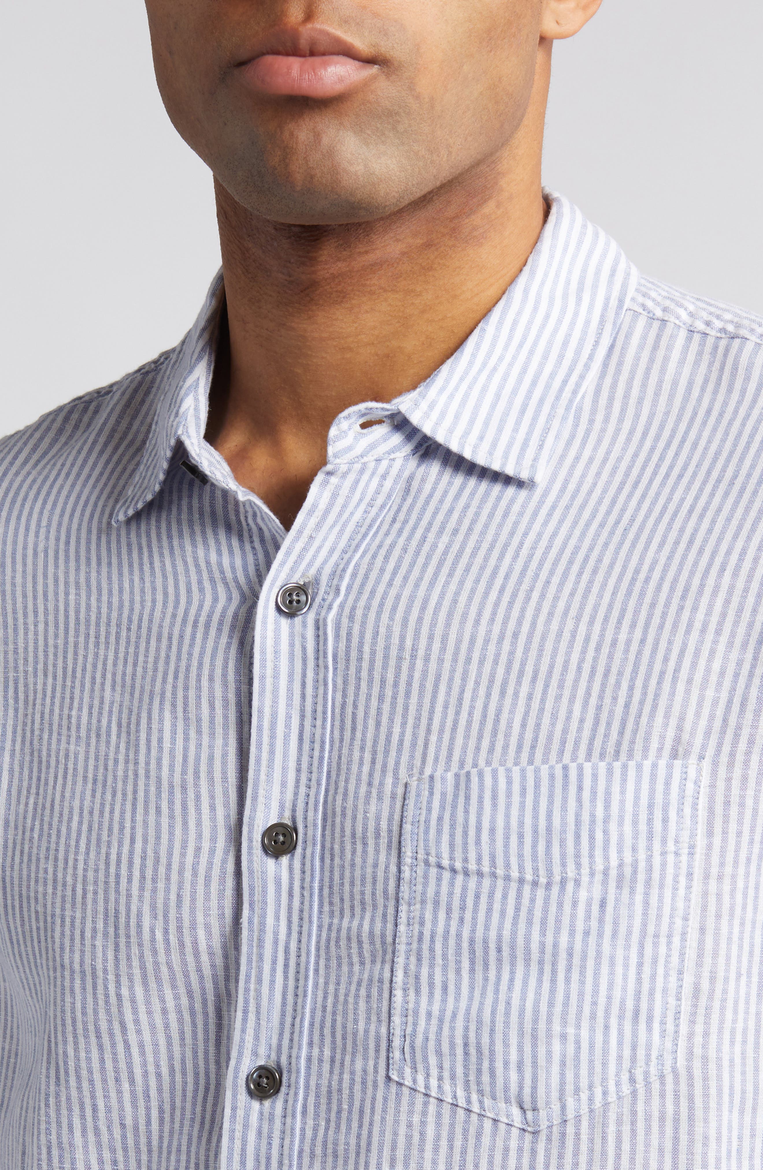 Connor Stripe Linen Blend Button-Up Shirt - image 2