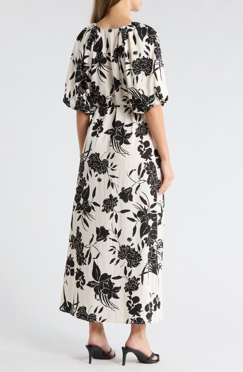 Ellen Tracy Floral Puff Sleeve Maxi Dress, Alternate, color, Marsh/ Black Tropical Floral