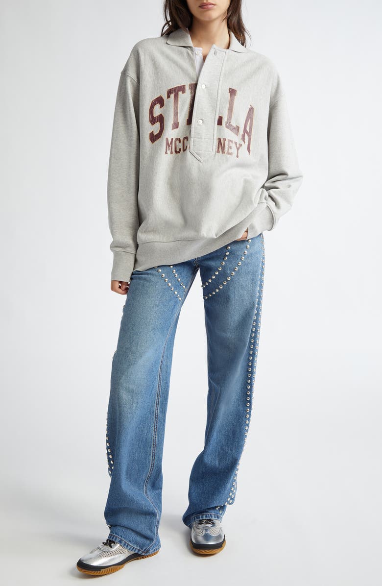Stella McCartney Varsity Logo Oversize Cotton Graphic Sweatshirt, Alternate, color,