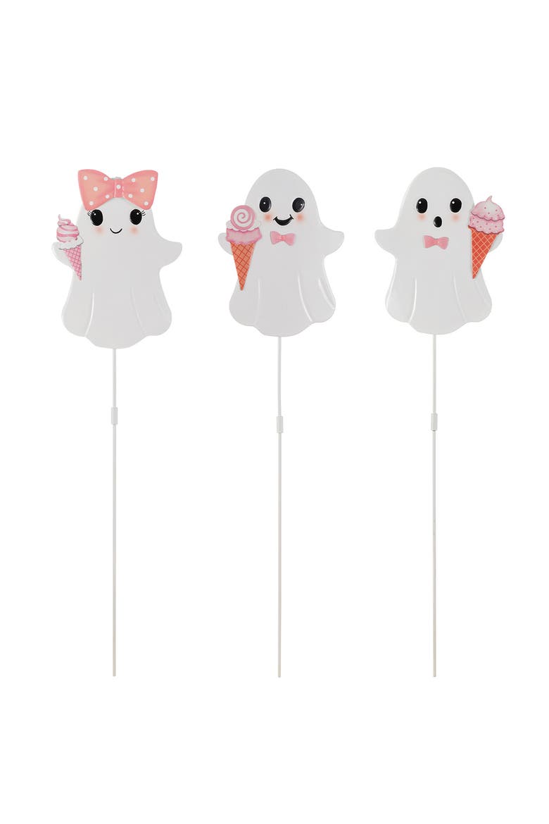 Halloween Metal Ghosts Set Yard Stakes, Alternate, color, White