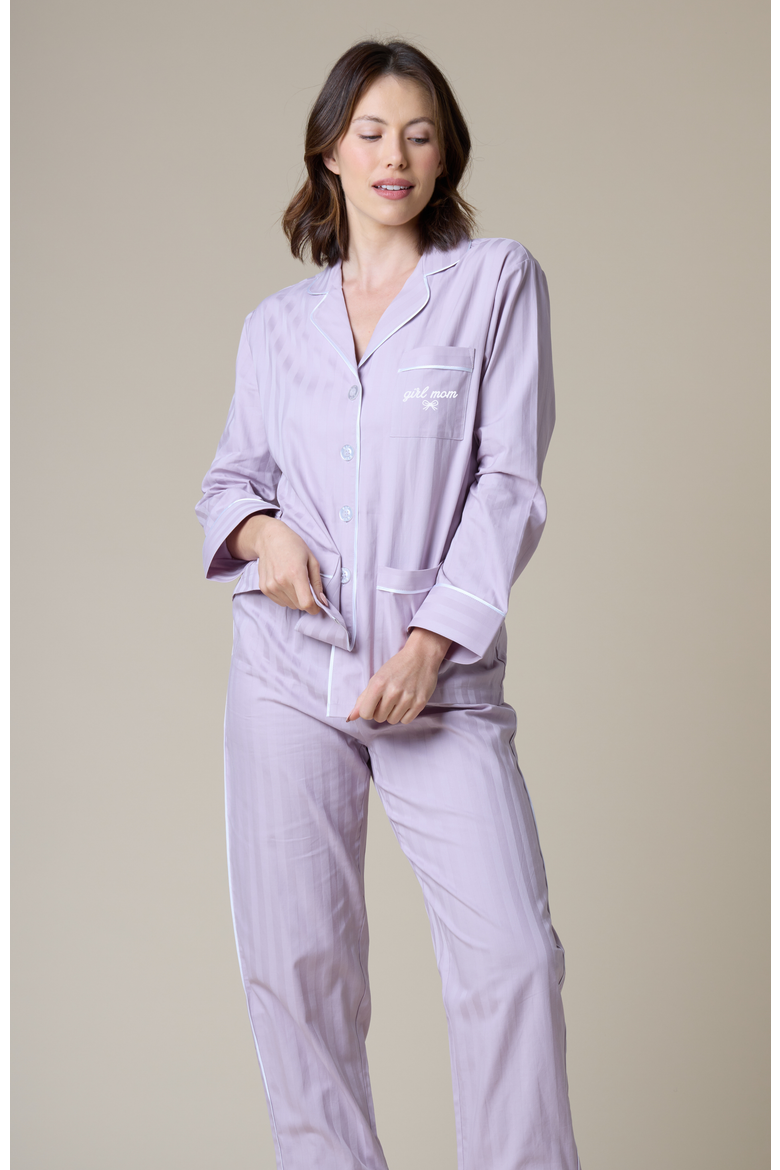 Girl Mom Cotton Pajama Set, Alternate, color, Lavender