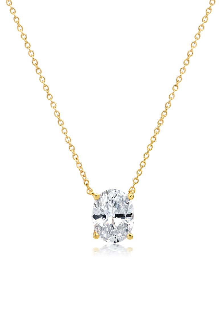 Oval Cut Cubic Zirconia Pendant Necklace, Main, color, 18KYG/ CLEAR STONE