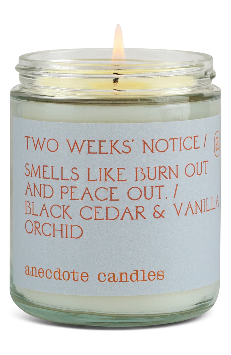 ANECDOTE CANDLES Two Weeks' Notice Candle, Alternate, color, Blue