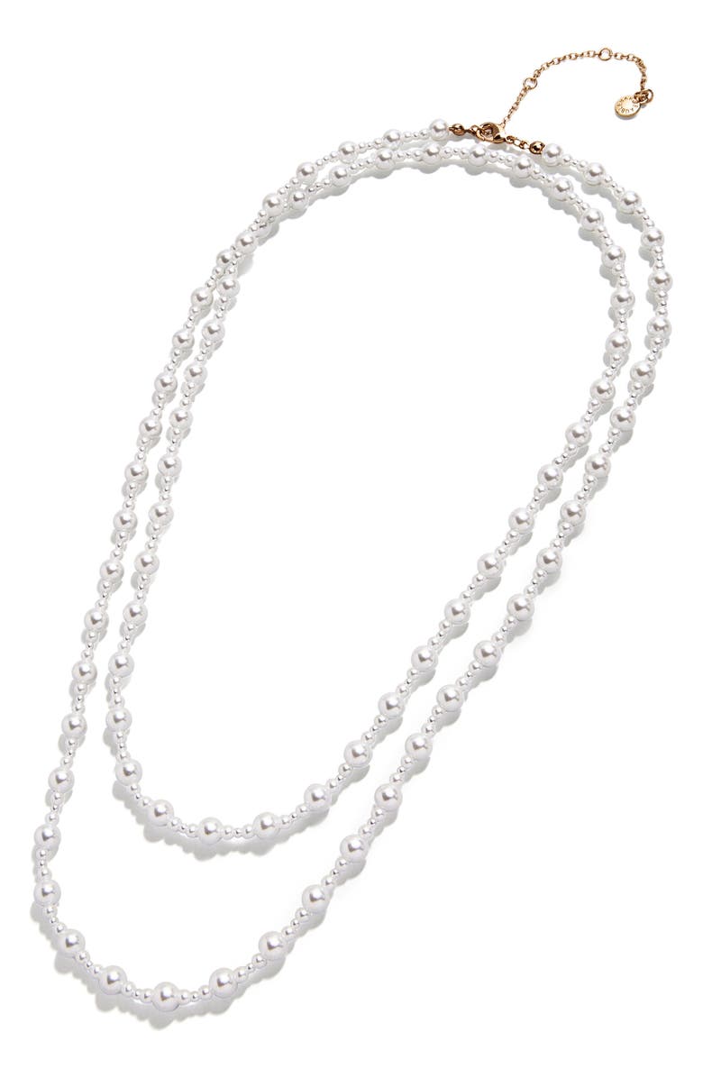 BaubleBar Kai Faux Pearl Long Necklace, Main, color, Gold