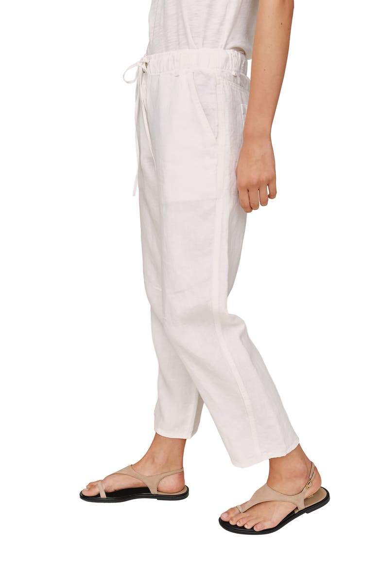 Bella Dahl Drawstring Linen Ankle Barrel Pants, Alternate, color, White