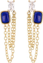 ATHRA LUXE Stone and Cubic Zirconia Chain Drop Earrings