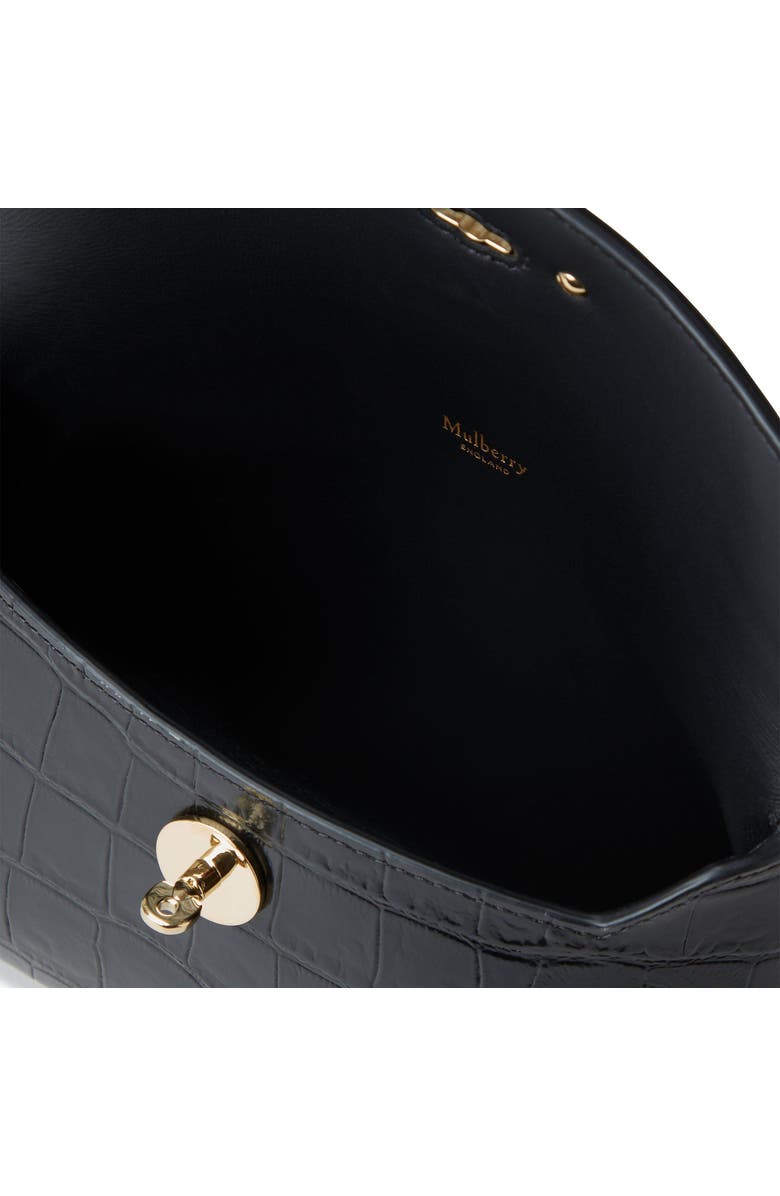 Mulberry Darley Shiny Croc Embossed Leather Cosmetics Pouch, Alternate, color, Black