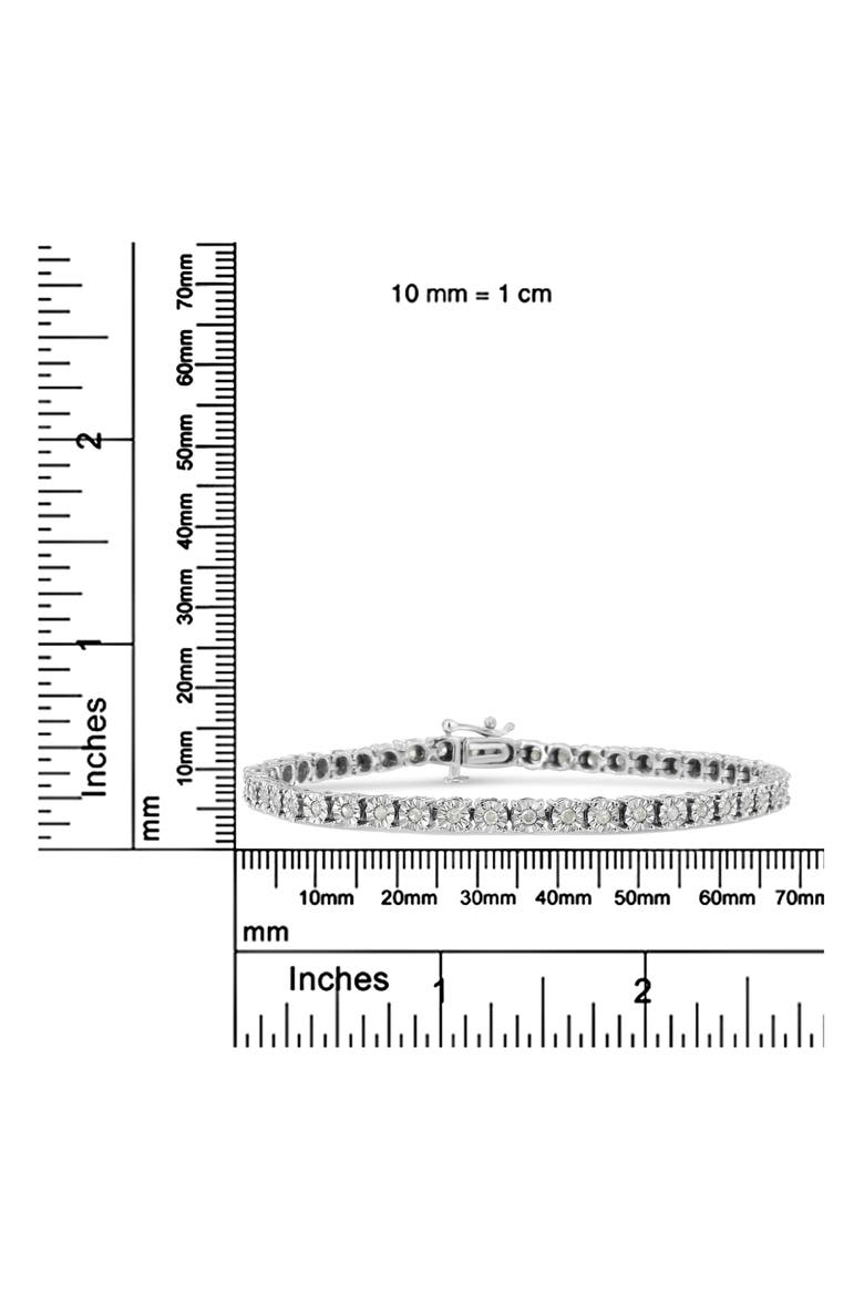 Silver 1.0 Cttw Diamond Spiral Wave Curved-Link Tennis Bracelet, Alternate, color, White