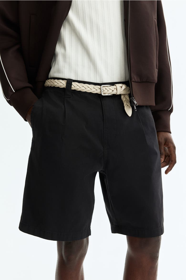 Relaxed Fit Cotton Chino Shorts, Alternate, color, Black