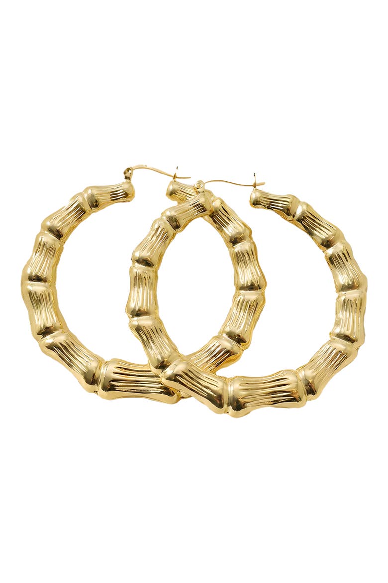 The Bamboo Hoop Earrings, Main, color, GOLD