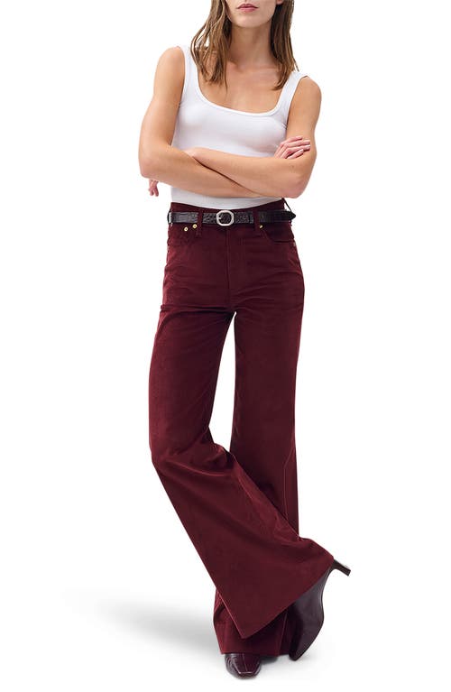 Rag & Bone Skylar High Waist Corduroy Flare Pants In Burgundy