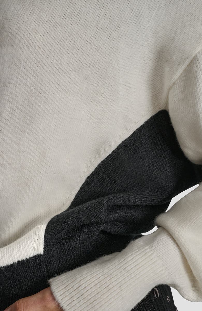 DKNY Colorblock Turtleneck Sweater, Alternate, color, Ivory/ Black