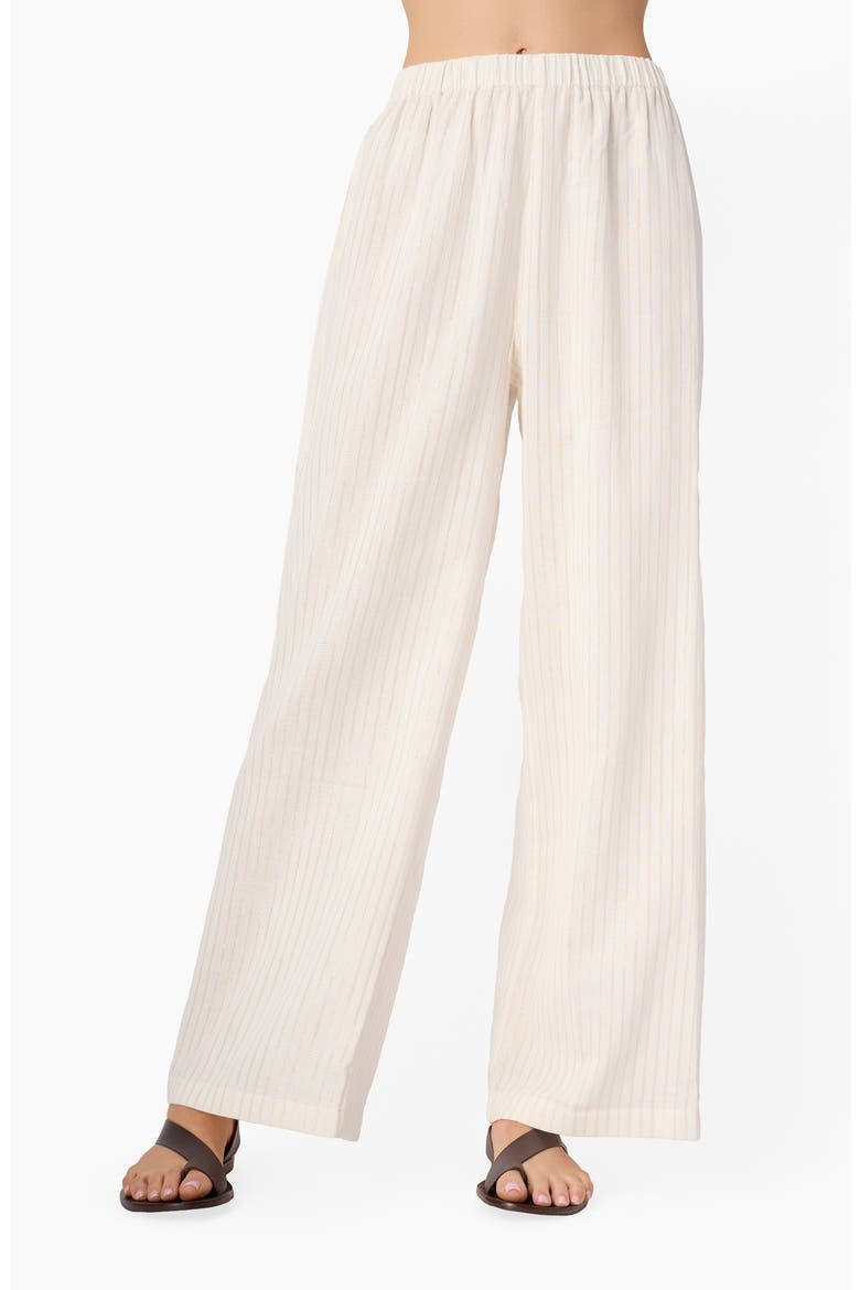 Lima Metallic Stripe Wide Leg Cotton Pants, Main, color, CERAMIC