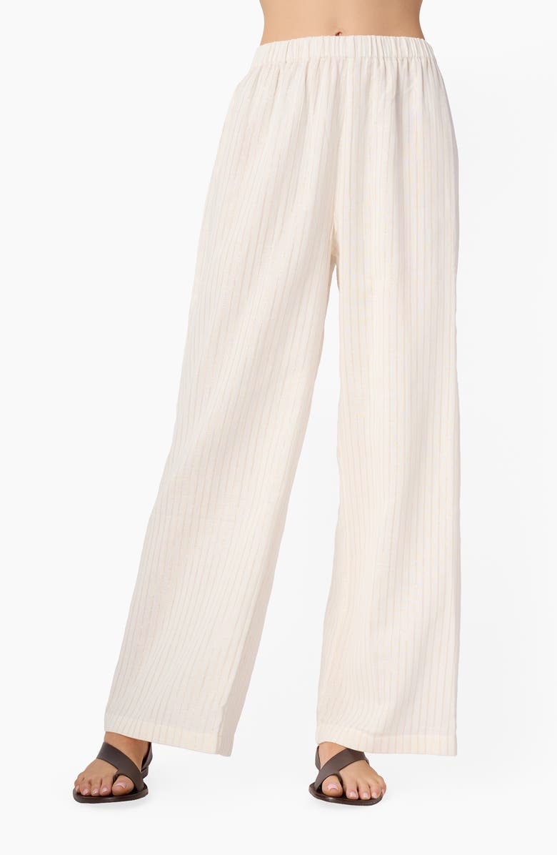 CAMI NYC Lima Metallic Stripe Wide Leg Cotton Pants, Main, color, Ceramic