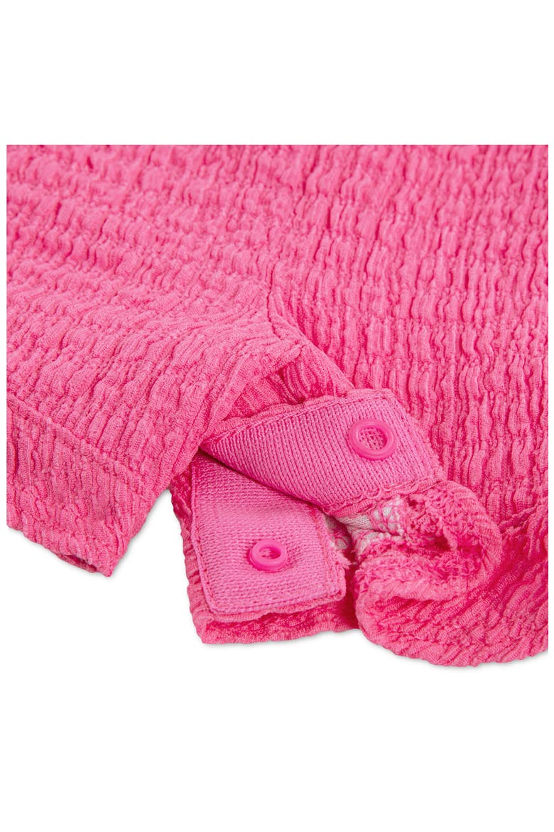 Logo Detail Textured Romper, Alternate, color, PINK GLOW