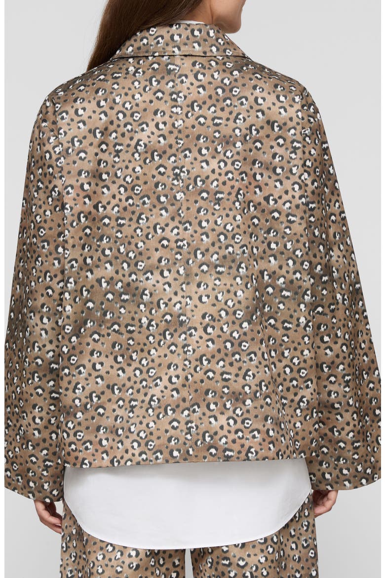 Leopard Print Cotton & Viscose Twill A-Line Topper Jacket, Alternate, color, BROWNSTONE MULTI