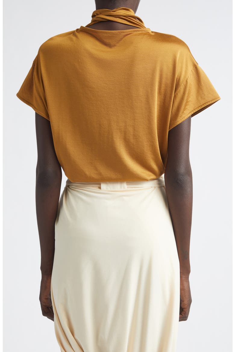 Scarf Neck Jersey Top, Alternate, color, CINNAMON BROWN