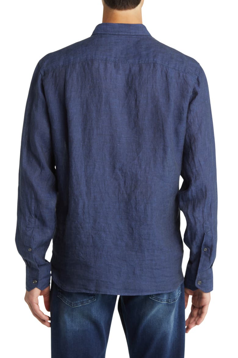 Linen Chambray Button-Up Shirt, Alternate, color, INDIGO