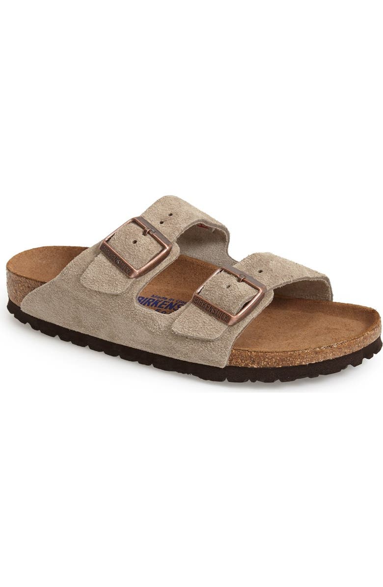 Birkenstock Arizona Soft Footbed Slide Sandal, Main, color, Taupe Suede