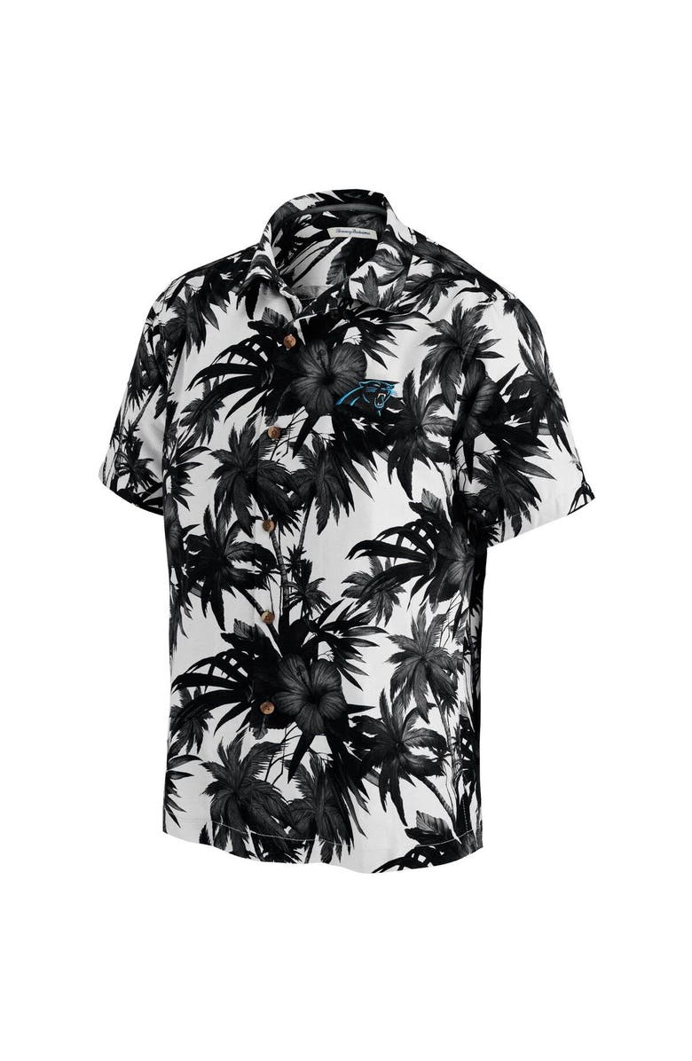 Tommy Bahama Men's Tommy Bahama Black Carolina Panthers Sport Harbor Island Hibiscus Camp Button-Down Shirt, Alternate, color, Black
