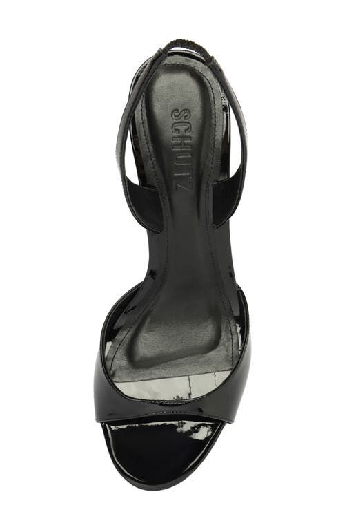 Schutz Scarlett Leather Mid-heel Slingback Sandals In Black