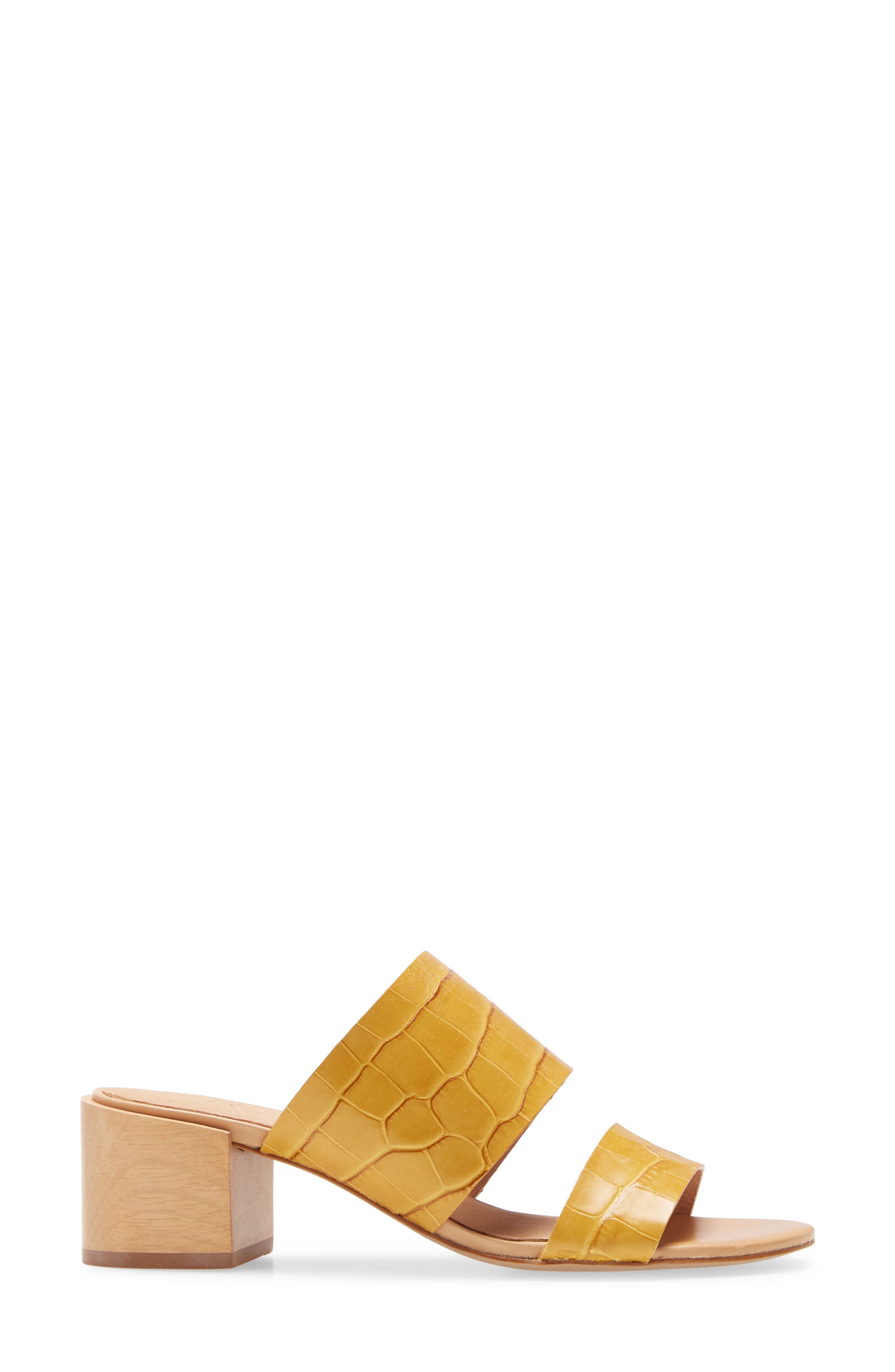 Kiera Block Heel Slide, Alternate, color, CUMIN CROCO EMBOSSED