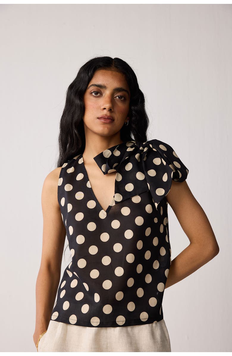 Reistor V-Neck Top with Bow Detail, Alternate, color, Midnight Confetti