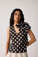 Reistor V-Neck Top with Bow Detail