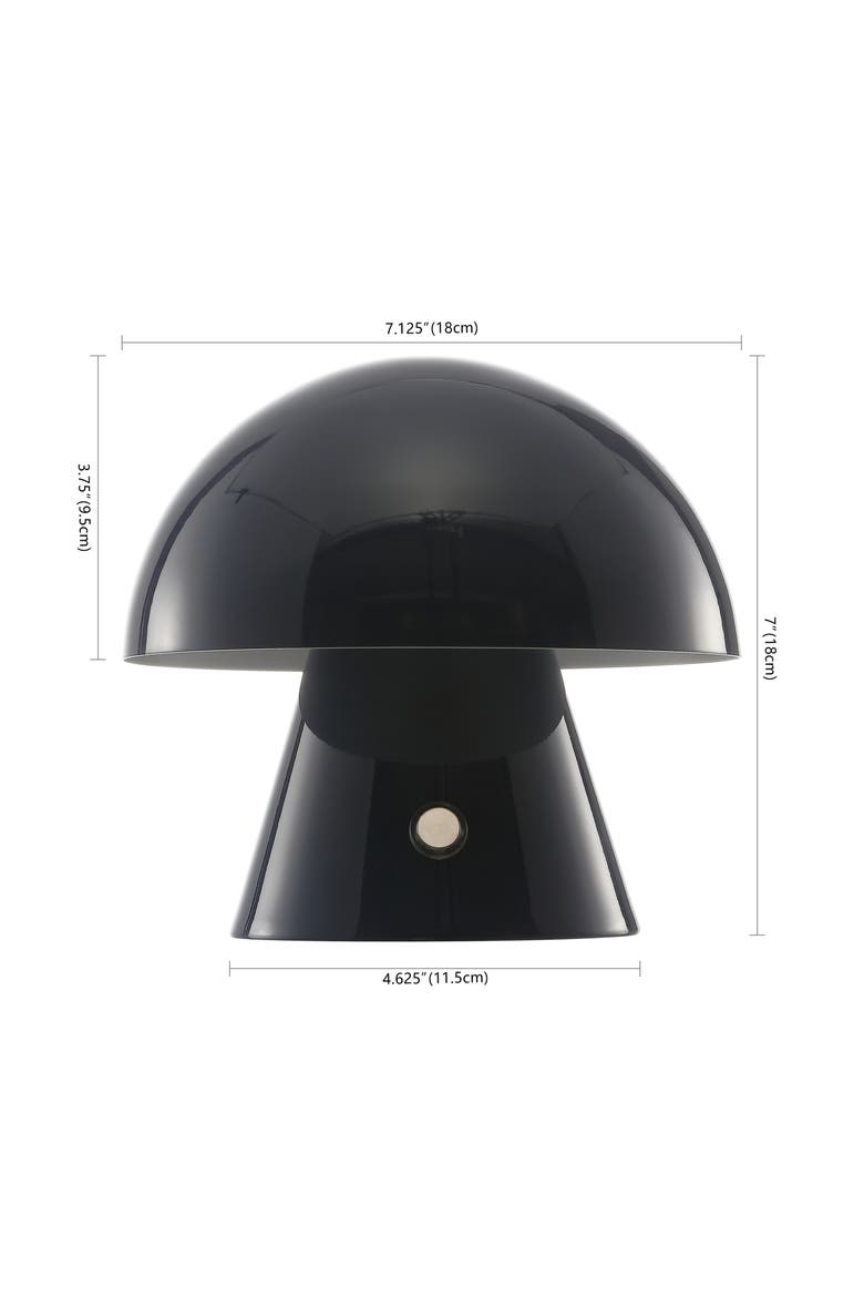 Porcini Contemporary Bohemian Rechargeable/Cordless Iron Integrated Portable LED Mushroom Table Lamp, Alternate, color, Navy