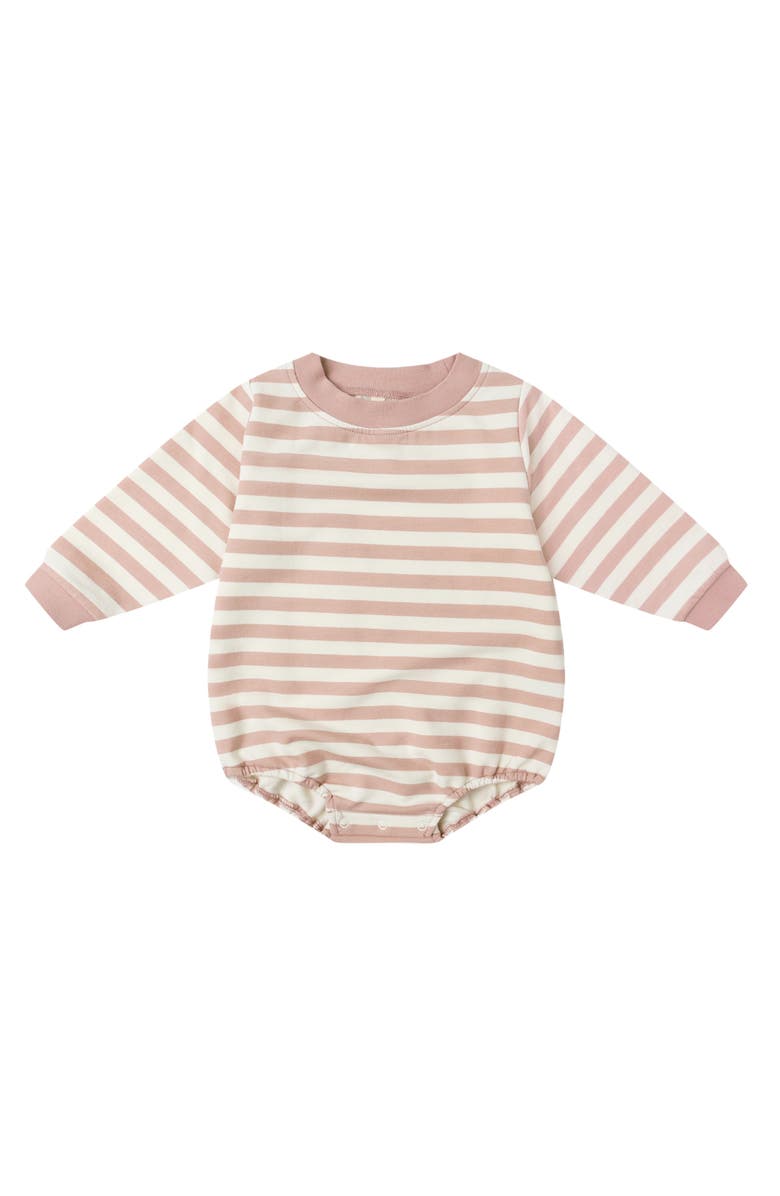 QUINCY MAE Stripe Organic Cotton Bubble Romper, Main, color, Pink