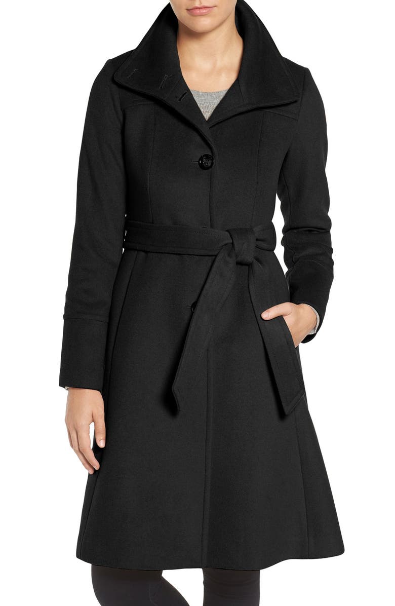Eliza J Luxe Wool Blend Belted Long A-Line Coat, Main, color, 