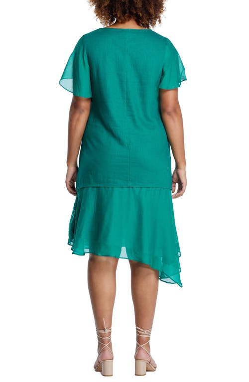 ESTELLE ESTELLE SHADOW LINEN BLEND MIDI DRESS