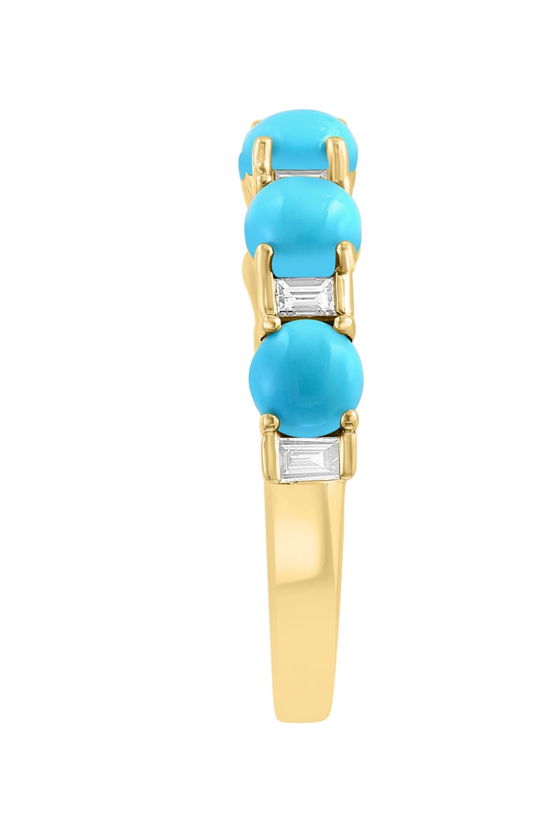 14K Yellow Gold Diamond & Turquoise Ring, Alternate, color, BLUE