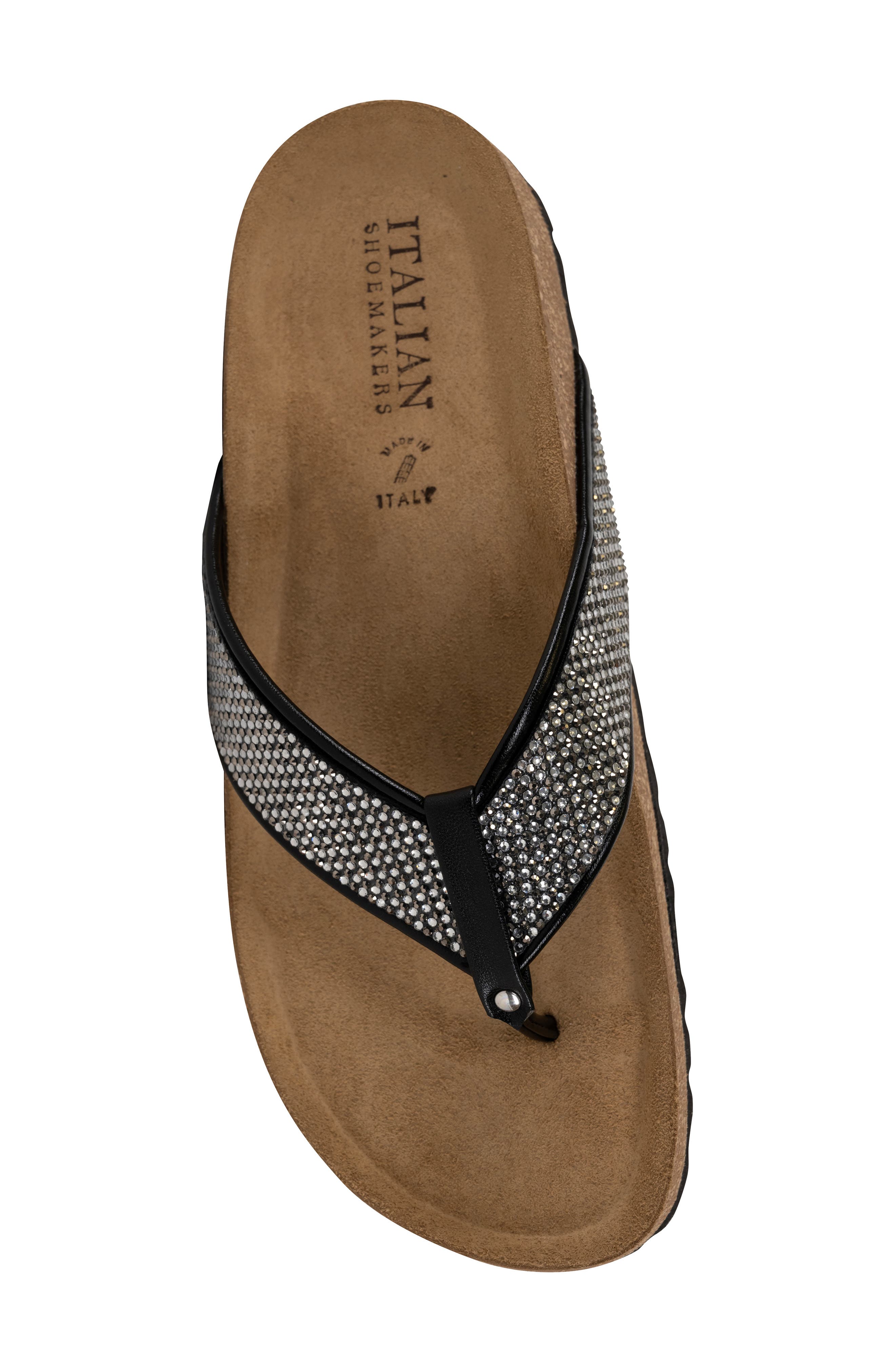 ITALIAN SHOEMAKERS Delani Embellished Flip Flop, Alternate, color, Black