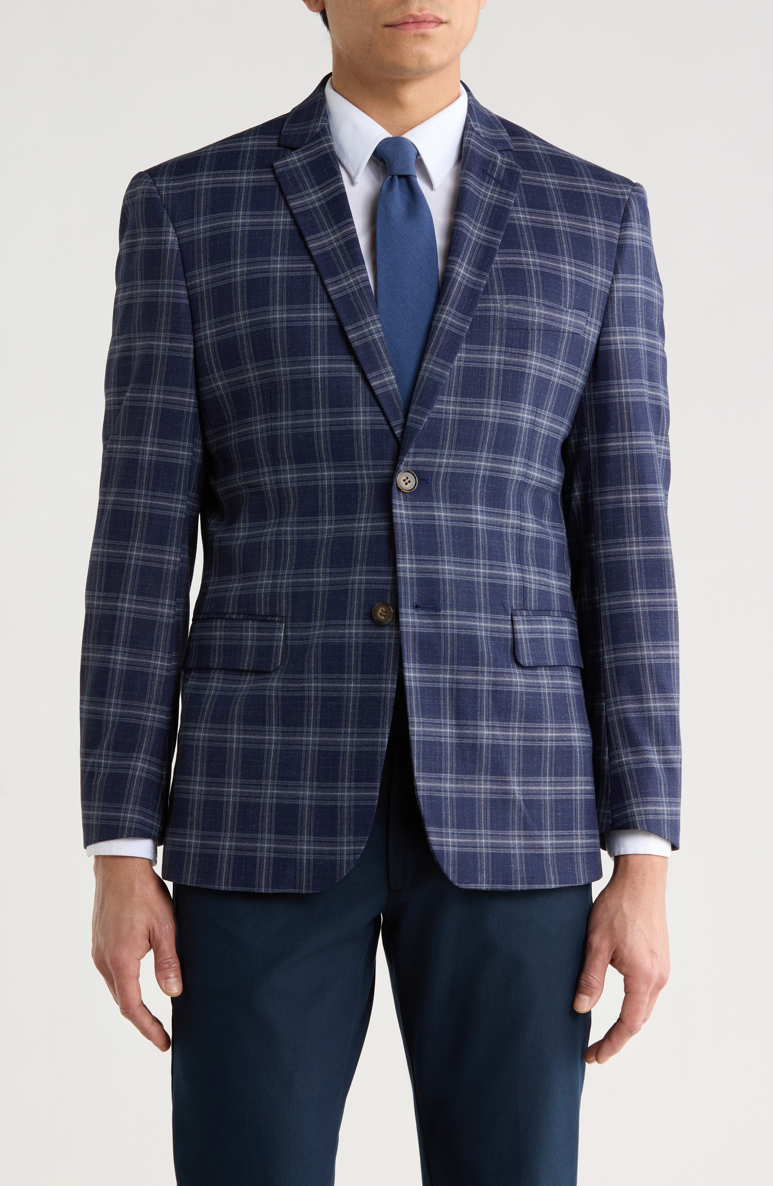 Gino Vitale Slim Fit Plaid Blazer