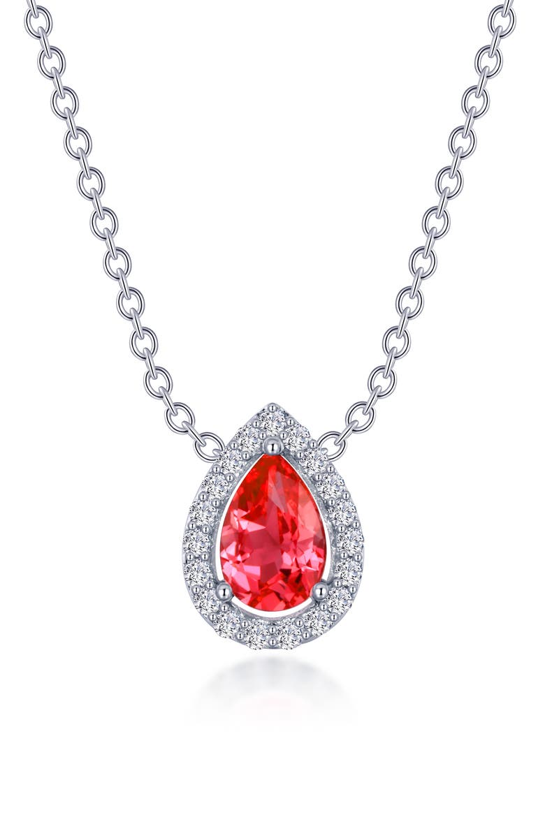 Fancy Lab Grown Sapphire Pendant Necklace, Main, color, RED