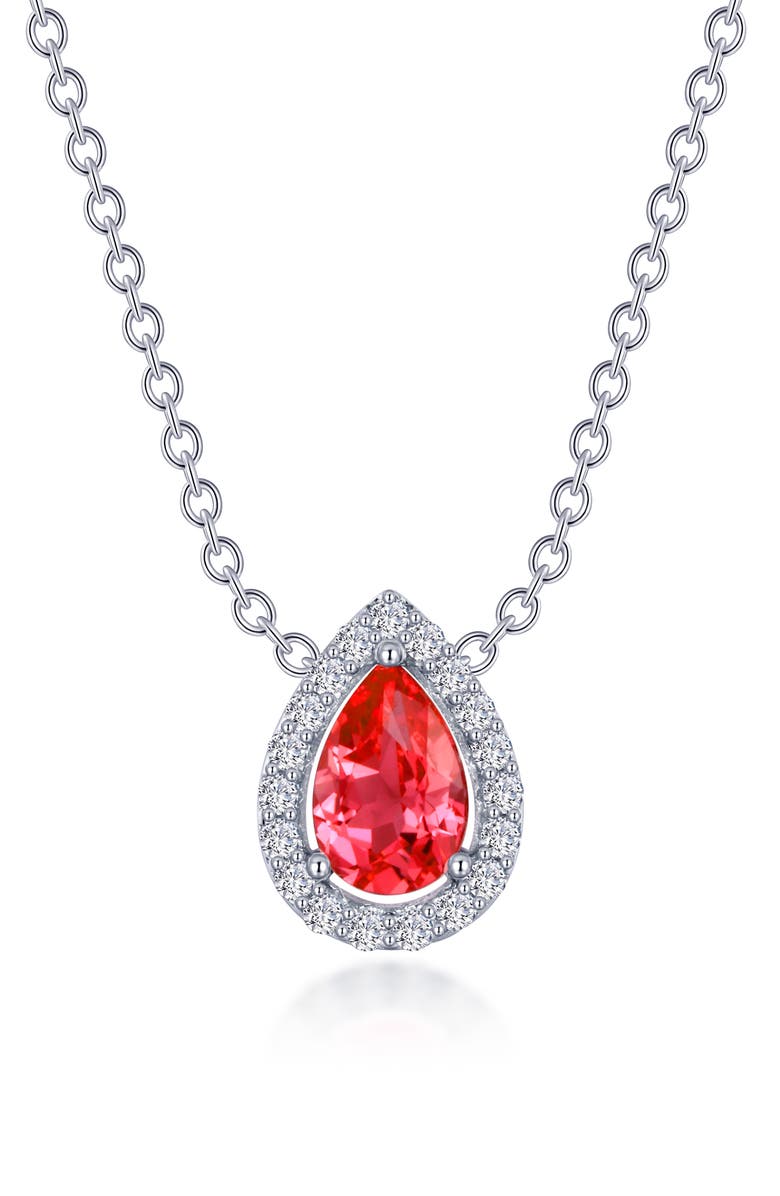 Lafonn Fancy Lab Grown Sapphire Pendant Necklace, Main, color, Red