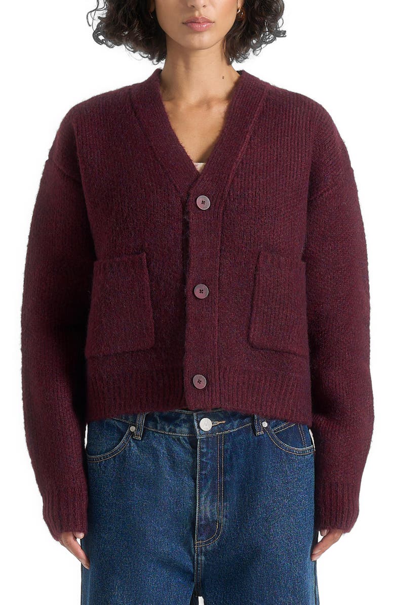 Manière De Voir Charlie Unisex Knitted Cardigan, Alternate, color, Wine Red