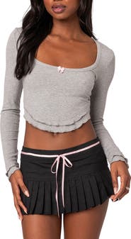 EDIKTED Yara Ruffle Hem Rib Top
