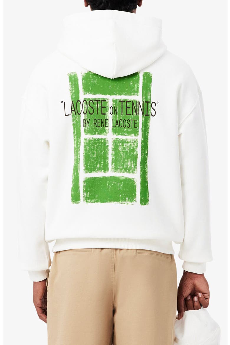 Tennis Logo Cotton Fleece Hoodie, Alternate, color, FLOUR