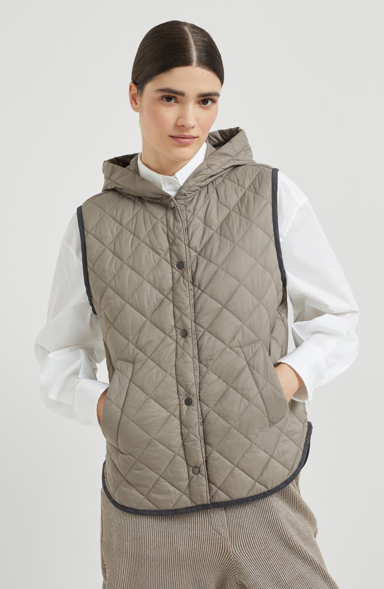 Brunello Cucinelli Quilted vest, Alternate, color, Light Brown