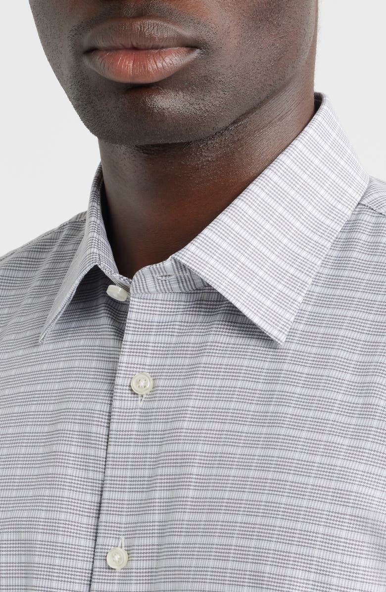 Nordstrom Traditional Fit Fit Plaid Premium Silk Dress Shirt, Alternate, color, Grey Mauro Plaid