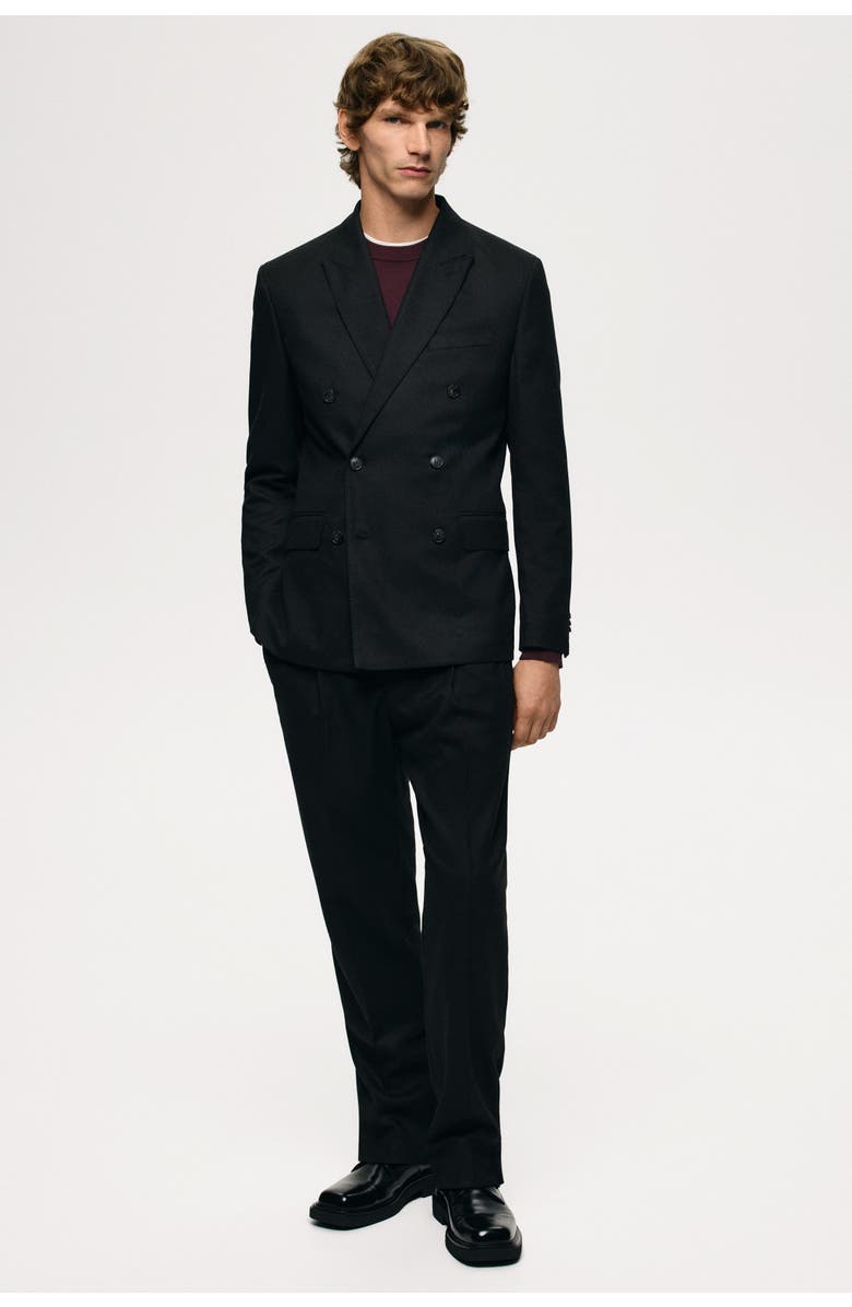 H&M Regular Fit Double-breasted Jacket, Alternate, color, Black