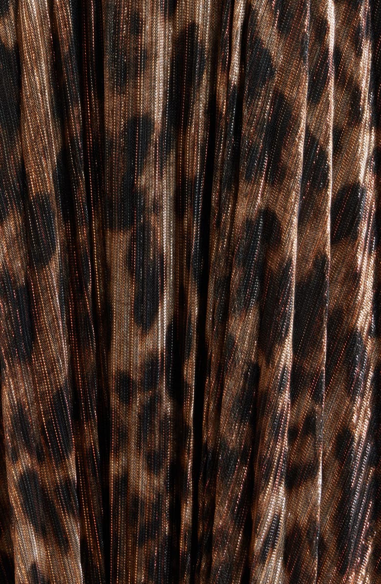 Halogen<sup>®</sup> Metallic Leopard Print Long Sleeve Midi Dress, Alternate, color, Brownstone