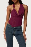 EDIKTED Mimi Textured Mesh Asymmetric Sleeveless Top